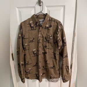 Columbia Moose Print River Lodge Button Down Medium